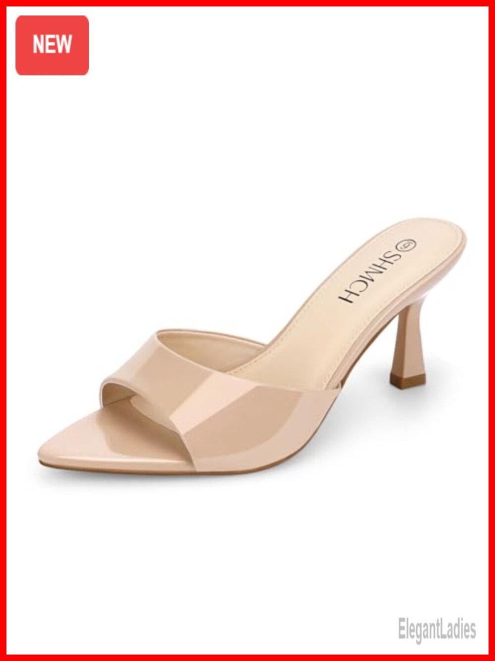 Women's Pointed Toe Mule Sandal Kitten Heel Slip On Open Toe Heeled Mules
